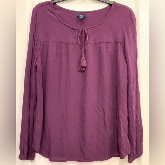 GAP Women's Plum Blouse with Tassels - Picture 1 of 11